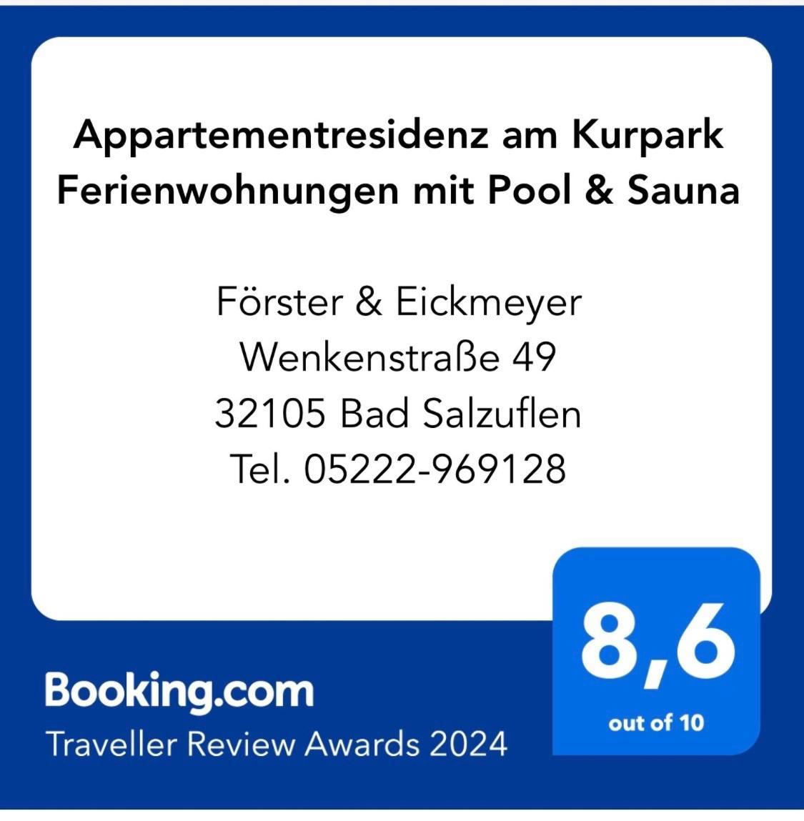 Appartementresidenz Am Kurpark - Ferienwohnungen Mit Pool & Sauna & Garage Bad Salzuflen Exterior foto